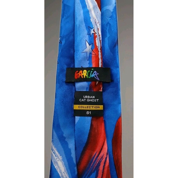 Jerry Garcia Patriotic Silk Tie Urban Cat Ghost Collection 61 USA Stars Stripes - Picture 4 of 10